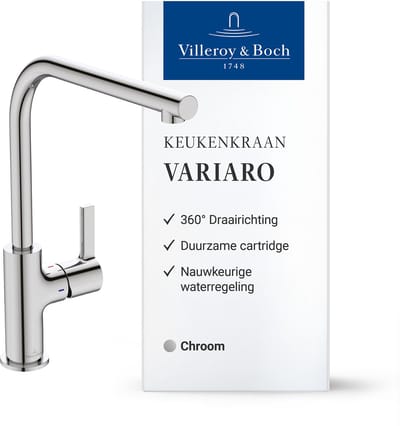 Villeroy & Boch Variaro keukenkraan, hoge druk, waterbesparend – Chroom