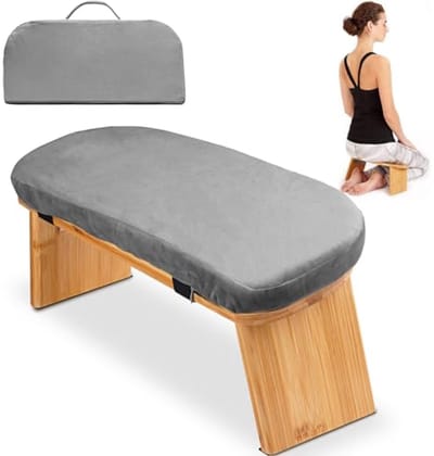 Ergonomische Meditatiebank van Bamboe - Opvouwbare Meditatiekruk met Comfortabel Kussen voor Meditatie en Gebed