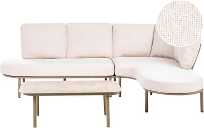 POLLINA - Tuinbank met salontafel - Bruin/Lichtbeige - Aluminium