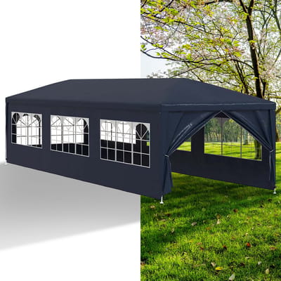 Partytent - 3x9 m - Zijwanden - Easy Up - Paviljoen - Opvouwbaar - Waterdicht - Weerbestendig- Blauw