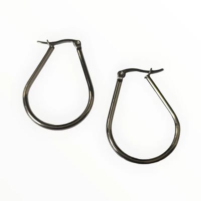 Aramat Jewels | Oorringen | Stalen Oorringen Druppel Vorm | Zilverkleur / 35mm | |2mm | Staal | Volwassenen | Verkleurd niet