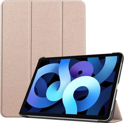 Hoesje - Geschikt voor Apple iPad Air 4 (2020) - 10.9 inch - 4e Generatie - Dun & Stevig - Hardcover Book Case - Trifold Bookcase Hoes - Hard Cover - Tablethoes - Goud