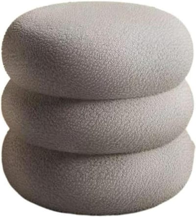 Ronde Poef - Ottomaanse Kruk - Extra Zitplaats - Zachte Gewatteerde Zitting - 35 x 30 cm - Grijs