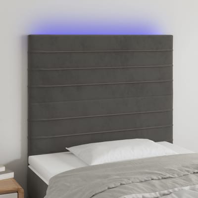 vidaXL - Hoofdbord - LED - 100x5x118/128 - cm - fluweel - donkergrijs
