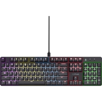 Trust GXT 871 Zora - Gaming Toetsenbord - Mechanisch met Lineaire Huano Switches - Full-size - RGB - Bedraad - QWERTY US - Zwart