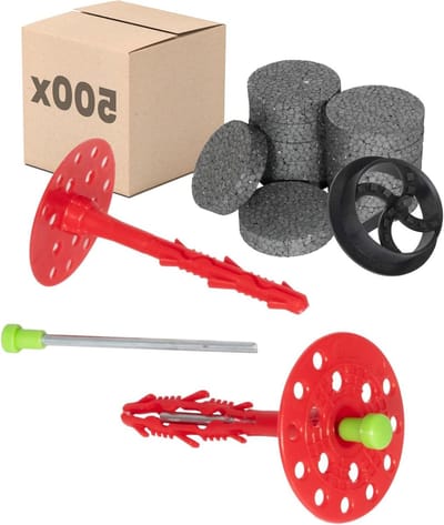 Isolatiepluggen Set - Bevestigingspluggen Gevel - Gevelisolatie Bevestigen - ETA Gecertificeerd - Ø8x120mm 500 Stuks - Rood