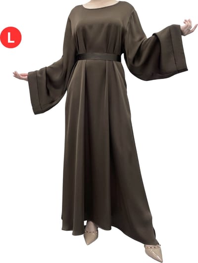 Bovista Islamitische Kleding - Abaya - Gebedskleding Dames - Alhamdulillah - Jilbab - Khimar - Vrouw - Donkerbruin - Maat L