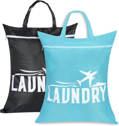 Waszak met rits 2 stuks - Polyester - Geschikt voor reizen - Handig voor sport en vakantie - ShopVlot