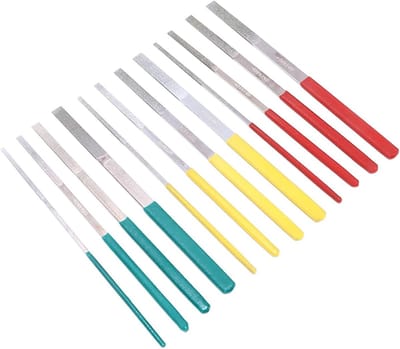 Mini vijlset - Handvijlen - Materiaal bewerken - Diamant coating - 12 delig - Grijs