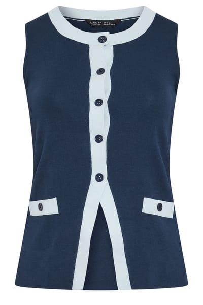Limited Collection Marineblauw Contrast Gilet Size 40-42