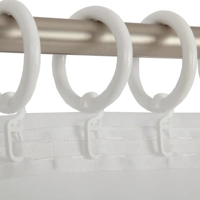 Bestlivings Ringen met vouwhaken (set van 50), gordijnringen voor universele band/plooiband Ø 40 mm in de kleur: wit