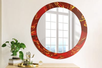 Coloray Bedrukte Spiegel - Rood marmer Spiegel Met Decoratie - 70 cm - Rood Bedrukte Spiegel - Spiegel Met Decoratie - Spiegel Lijst Met Print - Spiegel Met Print