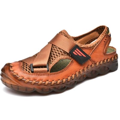 Nieuwe Zomer Heren Sandalen Buiten Herenschoenen Casual Schoenen Hoge Kwaliteit Ademende Loafers Heren Sandalias Maat 38 -46 42 bruin