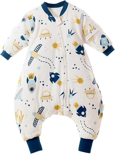 Famanu - Babywinterslaapzak met voeten voor kleine kinderen, het hele jaar door, pyjama voor jongens en meisjes, met afneembare lange mouwen, 2,5 TOG
