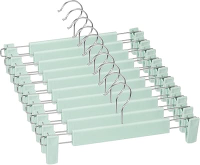 Famanu – Broekhangers met clips set van 10, draaibare haken, lichtgroen, geschikt voor broeken, jeans en rokken