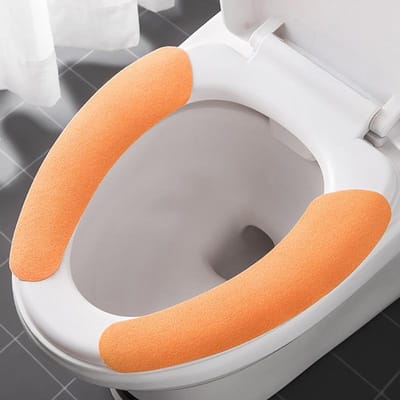 Housse de siège de toilette universelle doux dessin animé WC pâte toilette collant siège coussin lavable salle de bain plus chaud siège couvercle couverture coussin coussin orange