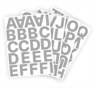 Letter stickers / Plakletters - Stickervellen Set - Metallic Zilver - 5cm hoog - Geschikt voor binnen en buiten - Standaard lettertype - Mat