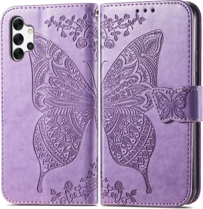 Bookcase geschikt voor Samsung Galaxy A32 4G - Paars - Vlinder - Portemonnee Hoesje
