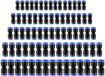 Dailygoods- Pneumatische Connectoren 75 Stuks - Rechte Snelsluiting - Slangaansluiting 4/6/8/10/12 mm - Drukbestendig - Corrosiebestendig - Lange Levensduur - Snelsluitingen