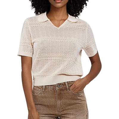 Goa Goa Vrouwen Polo Zuster Shirt Point Lace Beige Elegant 15203047/443