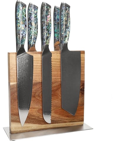 Shinrai Knives - Parelmoer Jewels 5-delige Messenset + Messenblok Cito dubbelzijdig