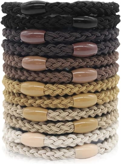 Elastische Haarbanden voor Dames en Meisjes, 12 Stuks Dikke en Dunne Zachte Bands zonder Metaal, Perfect voor Diverse Haarstijlen