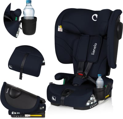 Lionelo Nelly i-Size Autostoel – Opvouwbare – 76-150 cm – ISOFIX & Top Tether – 4-standen Rugleuning – SIPS Zijbescherming – Draagbaar & Compact – 15-standen Hoofdsteun – Verkleininzet & Beenkussen – Drankenhouder – ECE R129/03 – Groep 0+