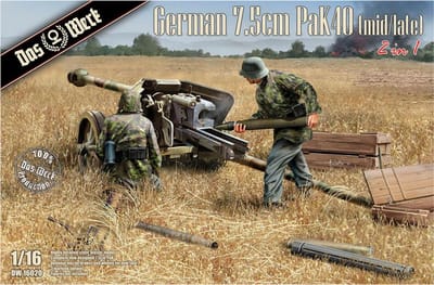 Das Werk Modelbouwpakket Militaire voertuigen - 16020 Duitse 7,5cm Pak 40 - Midden/Laat versie opties - Kanon Plastic - 1:16 - Modelbouw