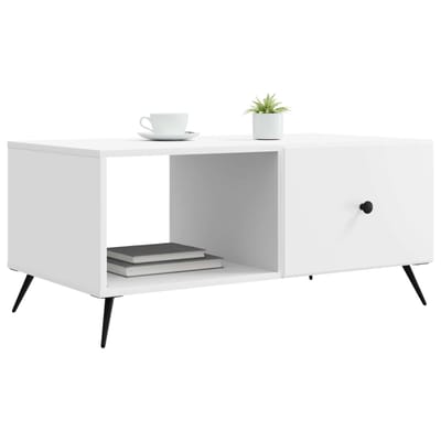 vidaXL - Salontafel - Wit - 90 - x - 50 - x - 40 - cm - Bewerkt - hout