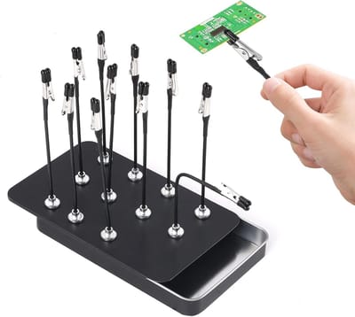 Verstelbare soldeerhulp met magnetische basis en flexibele gooseneck - ideaal voor modelbouw, solderen en hobbyprojecten