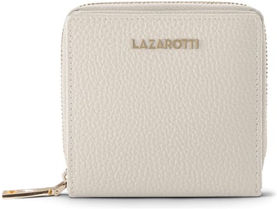 Lazarotti Leren portemonnee Bologna Leather Zip Wallet With 6 Card Slots Cream crème