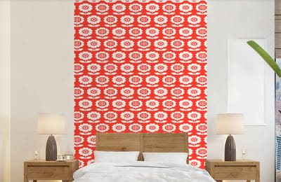 Behang - Fotobehang Bloemen - Patroon - Rood - Breedte 140 cm x hoogte 220 cm