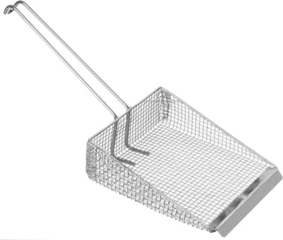 HENDI Fritesschep – Dubbelgaas – Lange draadgreep – 335x175 mm – Roestvast staal