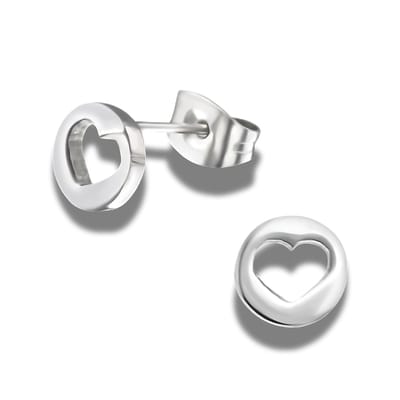 Oorstekers - oorbellen - Hartje - Heart - edel staal - zilverkleurig 7 mm - liefde - love - Moederdag - Valentijn - hypoallergeen