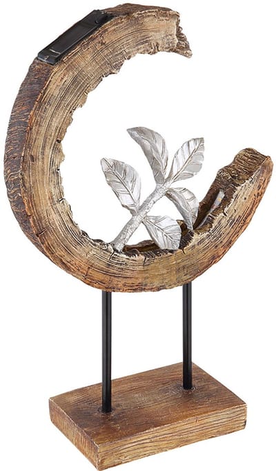 Solarlamp tuin houtlook tuindecoratie solarlamp maan voor buiten, tak zilver, LED 3000K warm wit, LxH 24x52 cm