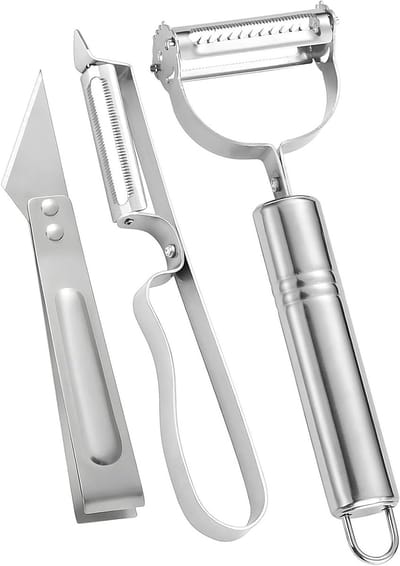 Professionele Set van 3 Groentenscharen en Schillers met RVS Blades en Zink Legering Handvat voor de Keuken