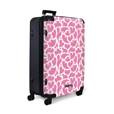 NoBoringSuitcases.com® - Koffer groot - Reiskoffer lichtgewicht - Roze hartjes patroon - Rolkoffer met 4 wielen - Grote trolley XL - 98 liter bagage