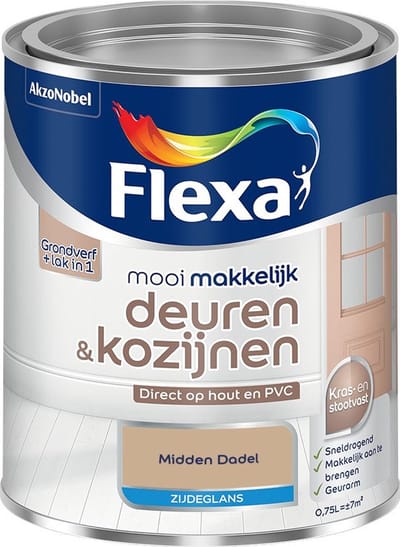 Flexa - Mooi Makkelijk Deuren & Kozijnen Zijdeglans - Midden Dadel - Mengverf - 750 Ml