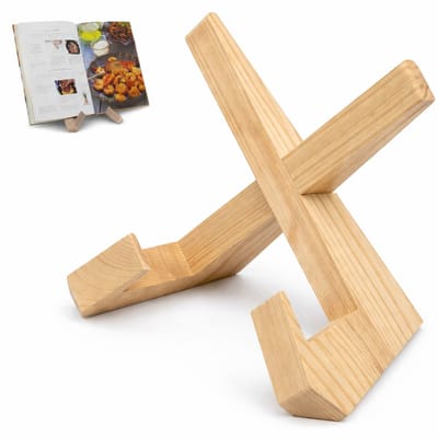 Tomec® Houten Boekenstandaard - Luxe Boekhouder voor Kookboeken en Tablets - Compact en Duurzaam