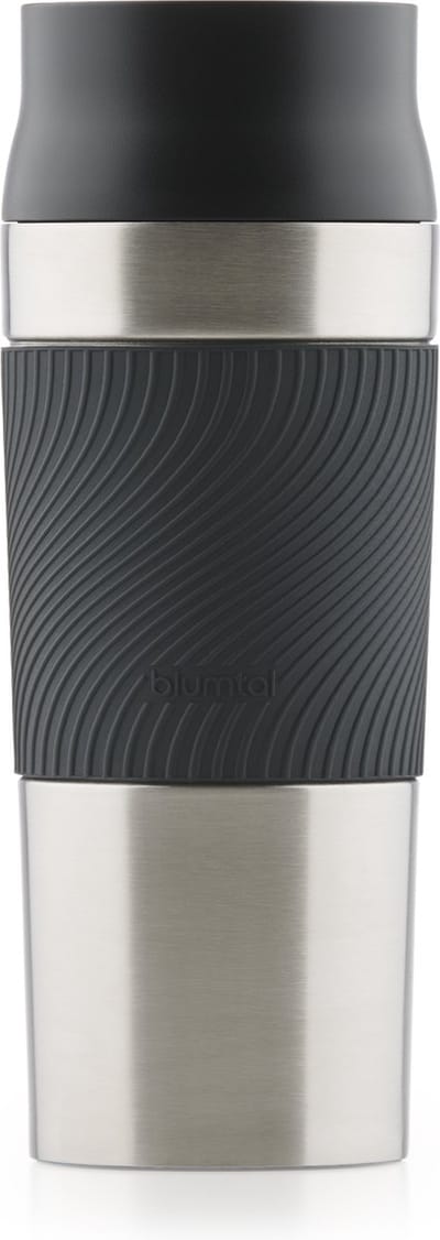 Blumtal Thermosbeker Classic - Lekvrij, BPA-Vrij en Vaatwasserbestendig - Hoge Kwaliteit Thermosfles met Quick-Press Sluiting - Travel Mug 350 ml - Zwart