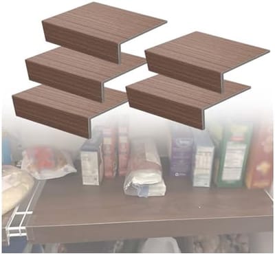 Draadrek Hoezen - Plank Beschermers - Kast Organisatie - Houttextuur Design - 5 Stuks 0.8cm Dik - Bruin