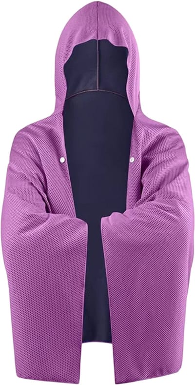 Koelende Capuchoncape – Badponcho, Strandhanddoek, Sneldrogende Badcape en Zwemponcho 4-in-1, Superabsorberende Oversized Handdoek voor Strand, Zwembad en Reizen - Paars