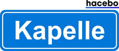 Hacebo - Plaatsnaam Sticker - 29x10 CM - Kapelle sticker - Verkeersborden sticker - grappige cadeaus - Kapelle