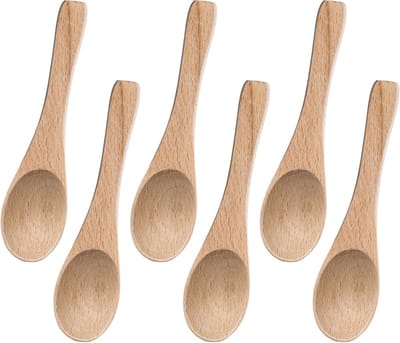 Handgemaakte houten honinglepels - Set van 6 mini lepel voor koken, roeren en serveren van honing, koffie en thee