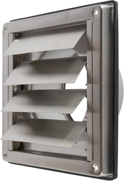 Afzuigventiel 125 mm RVS met Zwaartekrachtsluiter voor Keuken, Badkamer en Garage