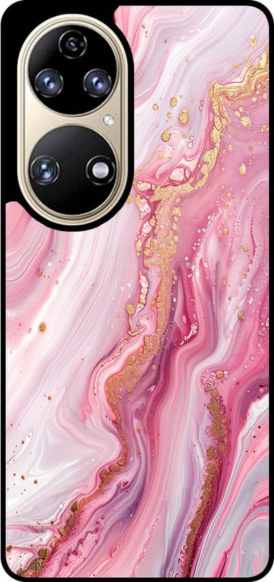 Smartphonica Telefoonhoesje Geschikt voor Huawei P50 met marmer opdruk - TPU backcover case marble design - Roze geschikt voor Huawei P50