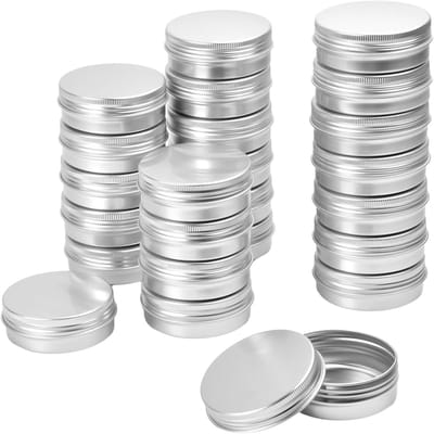 Lege Aluminium Blikjes - 24 Stuks, 60ml, Ronde Cosmetische Potjes met Schroefdop voor Crème, Lotion, Poeder, Lippenbalsem en Zalf, Ideaal voor Monsters en DIY-projecten