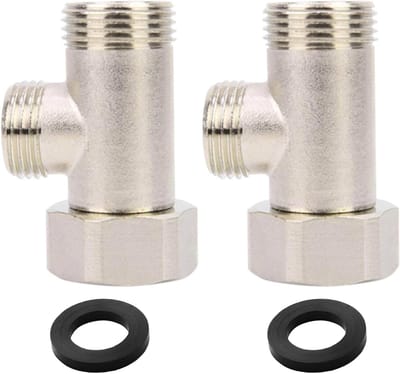 Hoekventiel 3/8 inch - Hoogwaardige T-stuk Waterverbinding voor Sanitair, Toiletten en Wasmachines - Koper Nikkel Geplateerd