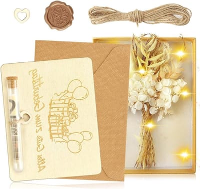 Solidchoice - Creatieve Houten Geschenkdoos met Gedroogde Bloemen