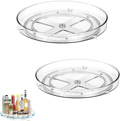 Famanu - Lazy Susan draaiplateau set van 2, 360 graden ronde organizer voor keuken en kast